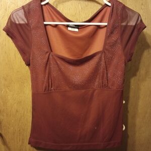 Red firework detail shirt sleeved blouse